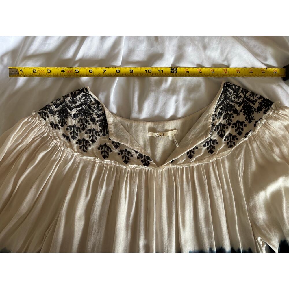 🌟ANTHROPOLOGIE FLOREAT Dip dyed ombré and embroidered tunic - Picture 11 of 13